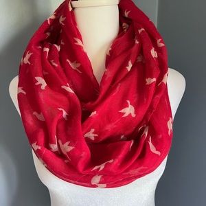 Red /white bird infinity scarf